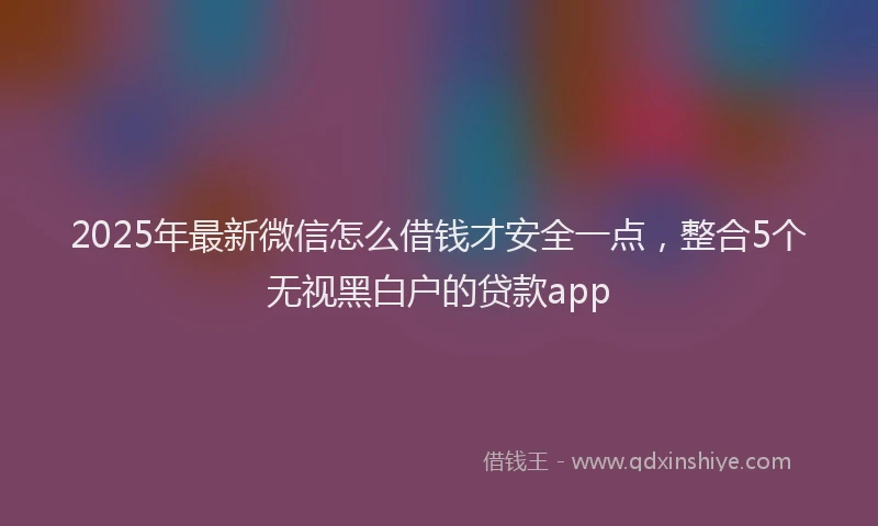 2025年最新微信怎么借钱才安全一点，整合5个无视黑白户的贷款app