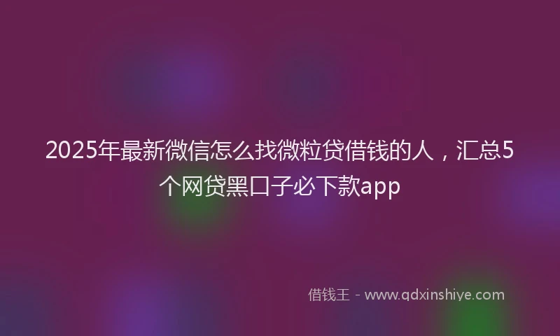 2025年最新微信怎么找微粒贷借钱的人，汇总5个网贷黑口子必下款app