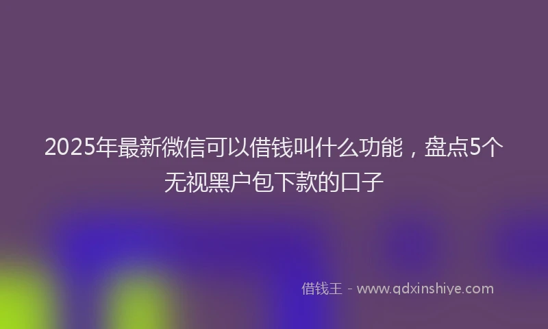 2025年最新微信可以借钱叫什么功能，盘点5个无视黑户包下款的口子