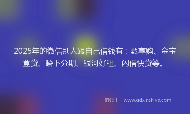 2025年的微信别人跟自己借钱有：甄享购、金宝盒贷、瞬下分期、银河好租、闪借快贷等。