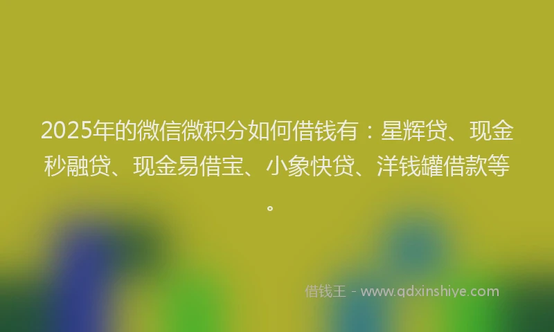 2025年的微信微积分如何借钱有：星辉贷、现金秒融贷、现金易借宝、小象快贷、洋钱罐借款等。