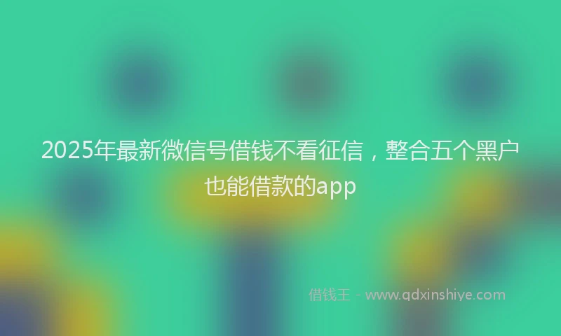 2025年最新微信号借钱不看征信，整合五个黑户也能借款的app