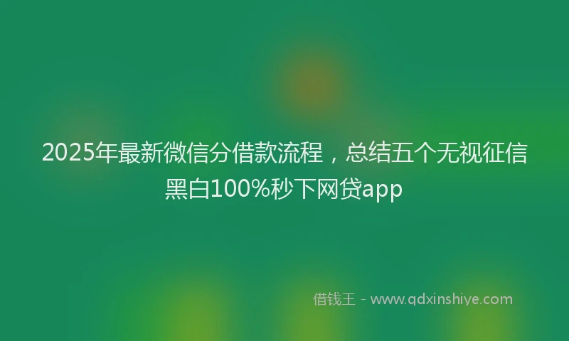 2025年最新微信分借款流程，总结五个无视征信黑白100%秒下网贷app