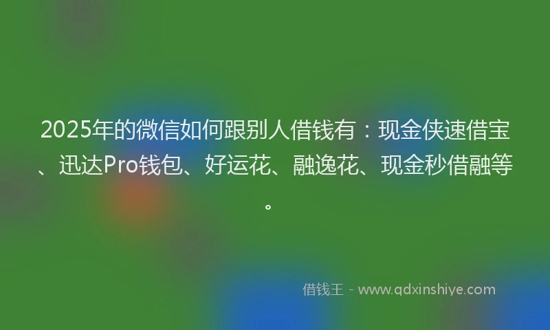 2025年的微信如何跟别人借钱有：现金侠速借宝、迅达Pro钱包、好运花、融逸花、现金秒借融等。