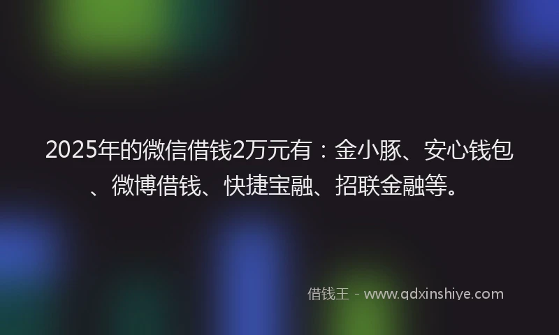 2025年的微信借钱2万元有：金小豚、安心钱包、微博借钱、快捷宝融、招联金融等。