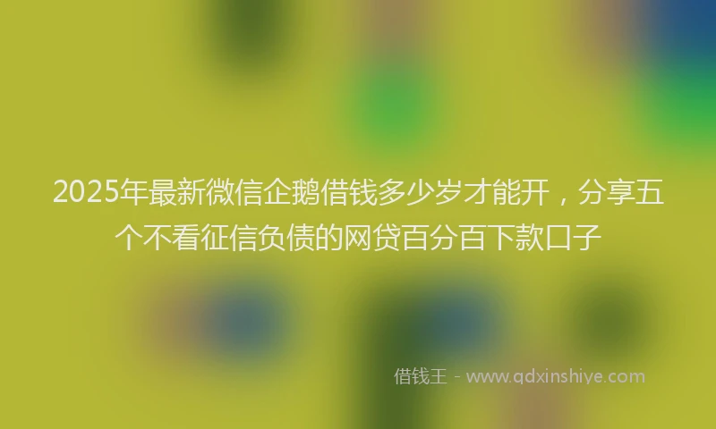 2025年最新微信企鹅借钱多少岁才能开，分享五个不看征信负债的网贷百分百下款口子