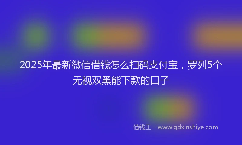 2025年最新微信借钱怎么扫码支付宝，罗列5个无视双黑能下款的口子