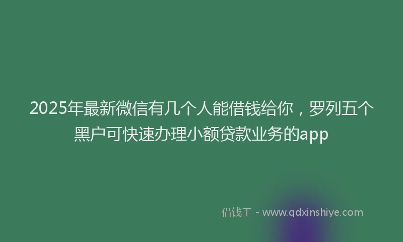 2025年最新微信有几个人能借钱给你，罗列五个黑户可快速办理小额贷款业务的app
