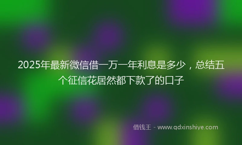 2025年最新微信借一万一年利息是多少，总结五个征信花居然都下款了的口子