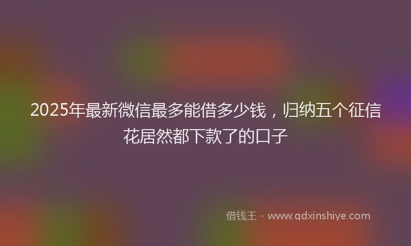 2025年最新微信最多能借多少钱，归纳五个征信花居然都下款了的口子