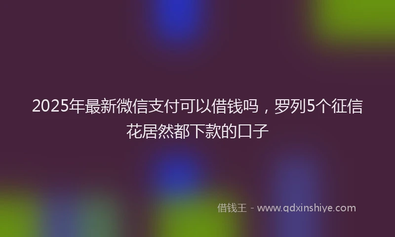 2025年最新微信支付可以借钱吗，罗列5个征信花居然都下款的口子