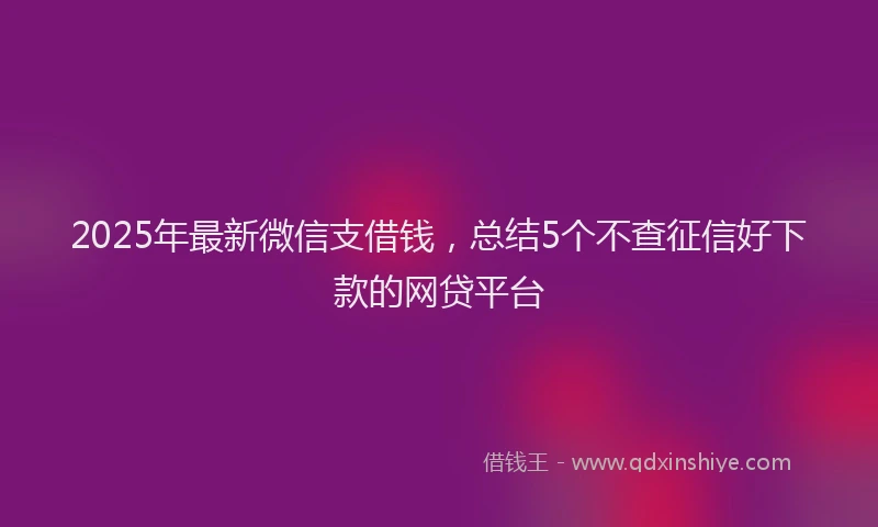 2025年最新微信支借钱，总结5个不查征信好下款的网贷平台