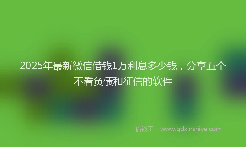 2025年最新微信借钱1万利息多少钱，分享五个不看负债和征信的软件