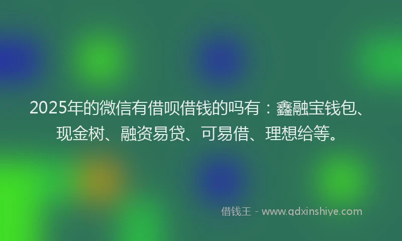 2025年的微信有借呗借钱的吗有：鑫融宝钱包、现金树、融资易贷、可易借、理想给等。
