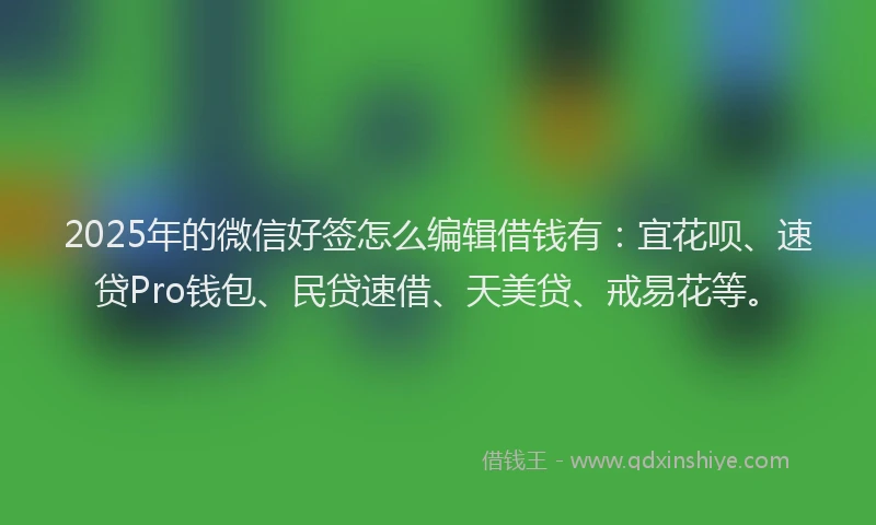 2025年的微信好签怎么编辑借钱有：宜花呗、速贷Pro钱包、民贷速借、天美贷、戒易花等。