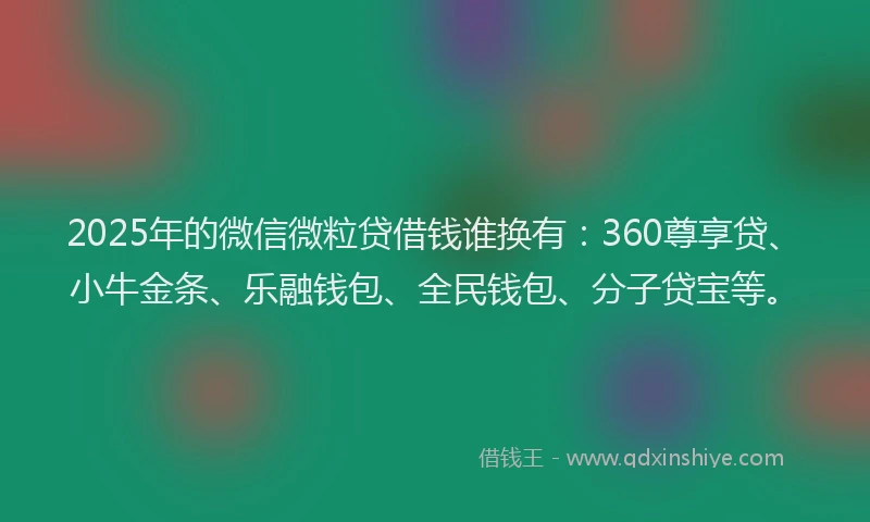 2025年的微信微粒贷借钱谁换有：360尊享贷、小牛金条、乐融钱包、全民钱包、分子贷宝等。