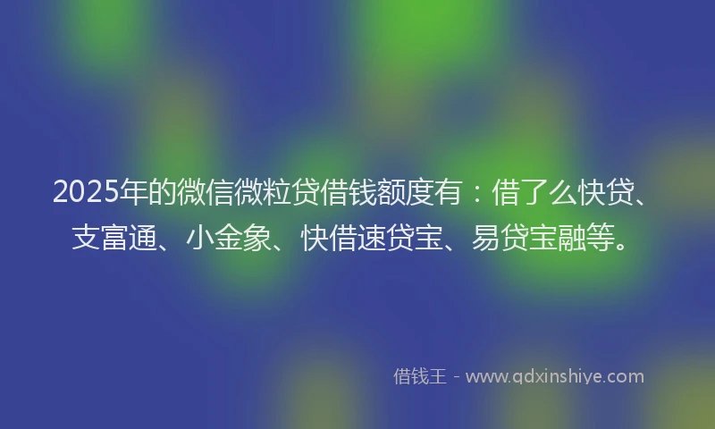 2025年的微信微粒贷借钱额度有：借了么快贷、支富通、小金象、快借速贷宝、易贷宝融等。