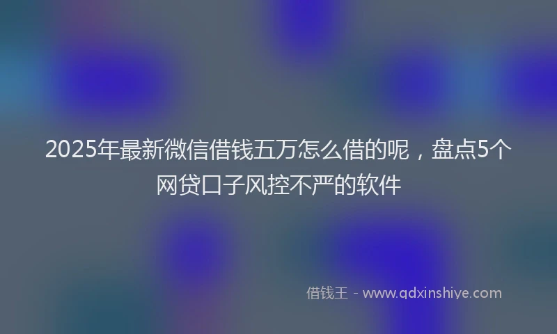 2025年最新微信借钱五万怎么借的呢，盘点5个网贷口子风控不严的软件