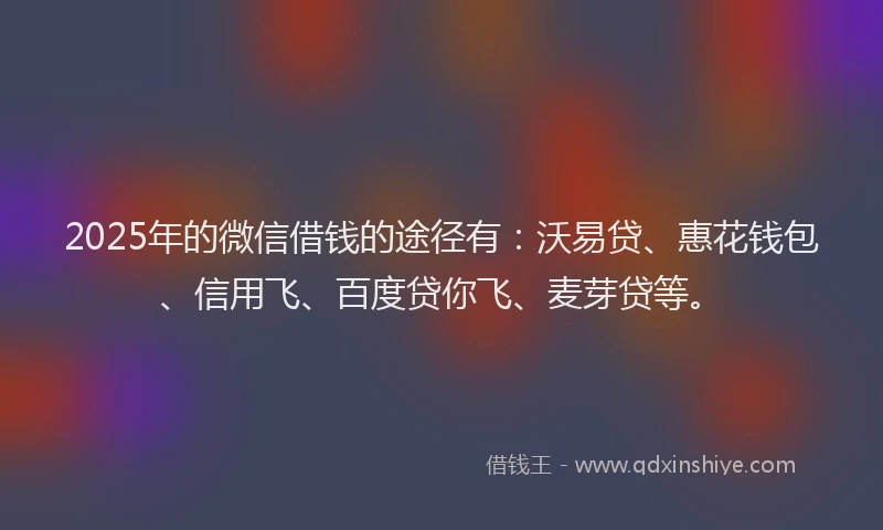2025年的微信借钱的途径有：沃易贷、惠花钱包、信用飞、百度贷你飞、麦芽贷等。