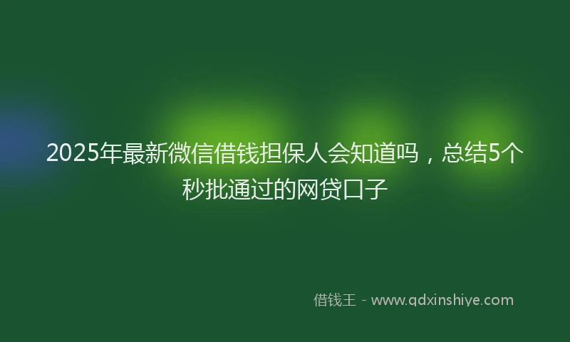 2025年最新微信借钱担保人会知道吗，总结5个秒批通过的网贷口子