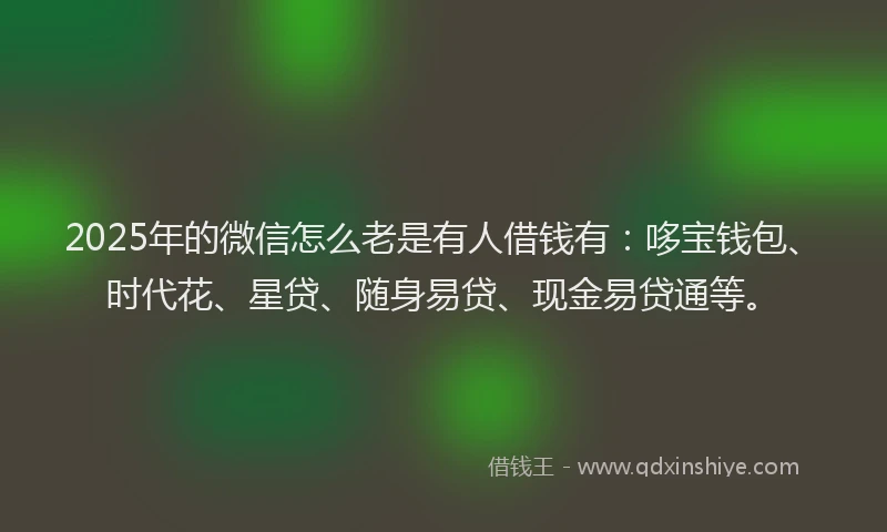 2025年的微信怎么老是有人借钱有：哆宝钱包、时代花、星贷、随身易贷、现金易贷通等。