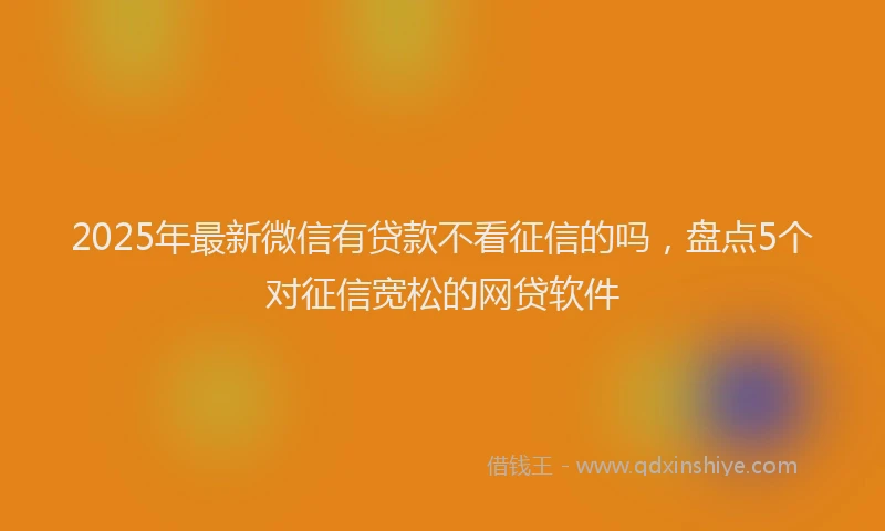 2025年最新微信有贷款不看征信的吗，盘点5个对征信宽松的网贷软件