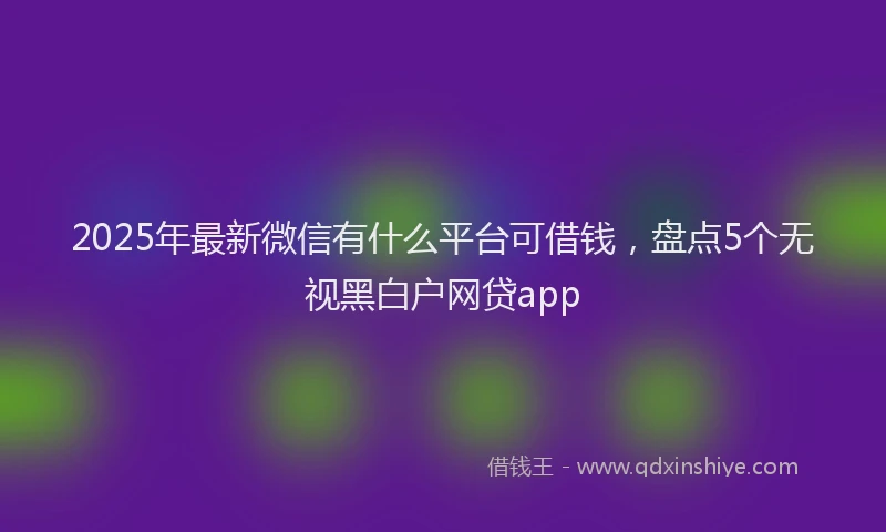2025年最新微信有什么平台可借钱，盘点5个无视黑白户网贷app