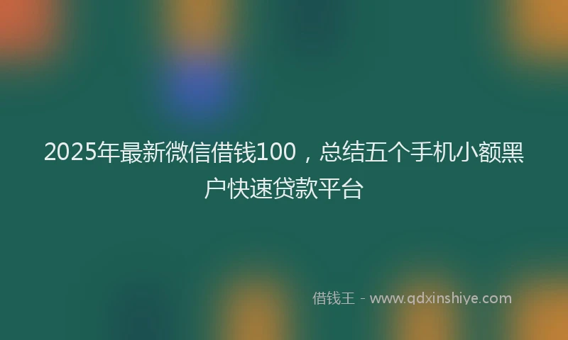 2025年最新微信借钱100，总结五个手机小额黑户快速贷款平台