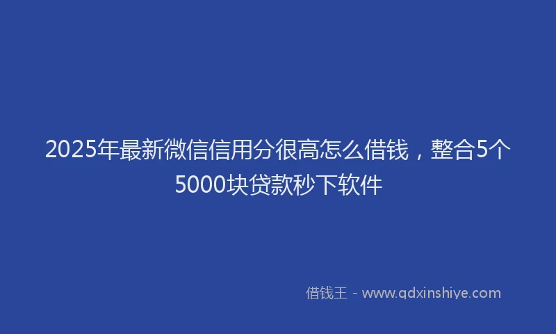 2025年最新微信信用分很高怎么借钱，整合5个5000块贷款秒下软件
