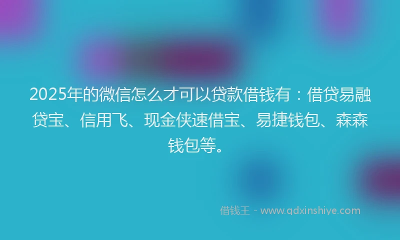 2025年的微信怎么才可以贷款借钱有：借贷易融贷宝、信用飞、现金侠速借宝、易捷钱包、森森钱包等。