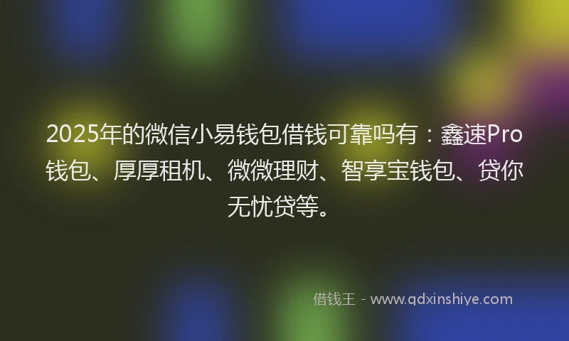 2025年的微信小易钱包借钱可靠吗有：鑫速Pro钱包、厚厚租机、微微理财、智享宝钱包、贷你无忧贷等。