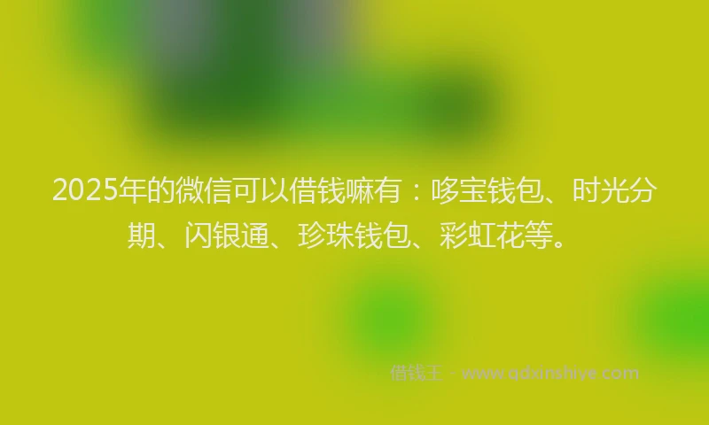 2025年的微信可以借钱嘛有：哆宝钱包、时光分期、闪银通、珍珠钱包、彩虹花等。