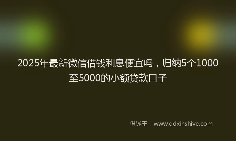 2025年最新微信借钱利息便宜吗，归纳5个1000至5000的小额贷款口子
