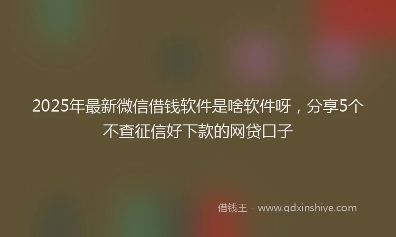 2025年最新微信借钱软件是啥软件呀，分享5个不查征信好下款的网贷口子