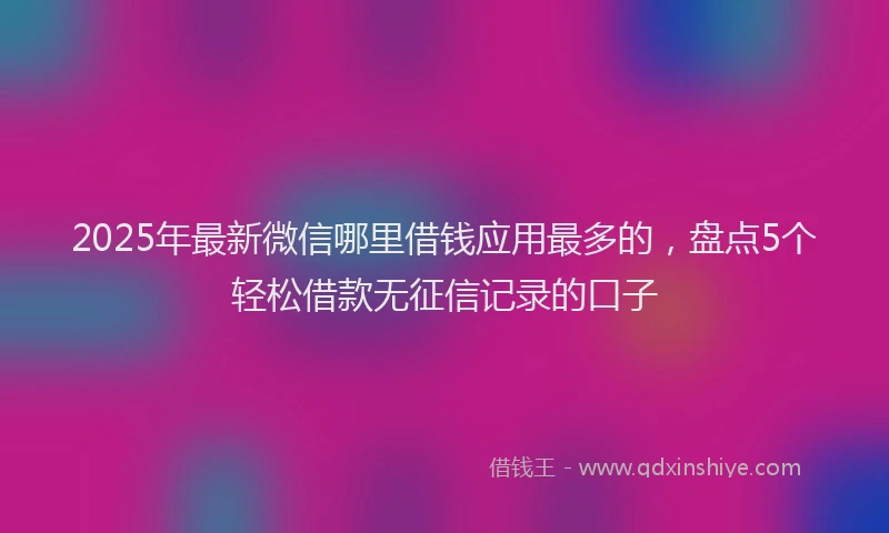 2025年最新微信哪里借钱应用最多的，盘点5个轻松借款无征信记录的口子