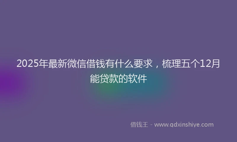2025年最新微信借钱有什么要求，梳理五个12月能贷款的软件