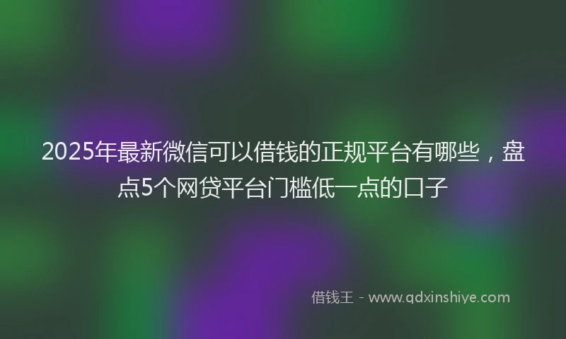2025年最新微信可以借钱的正规平台有哪些，盘点5个网贷平台门槛低一点的口子