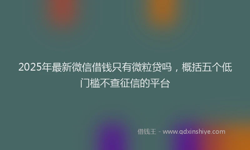2025年最新微信借钱只有微粒贷吗，概括五个低门槛不查征信的平台