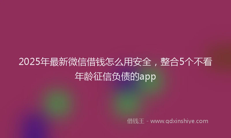 2025年最新微信借钱怎么用安全，整合5个不看年龄征信负债的app