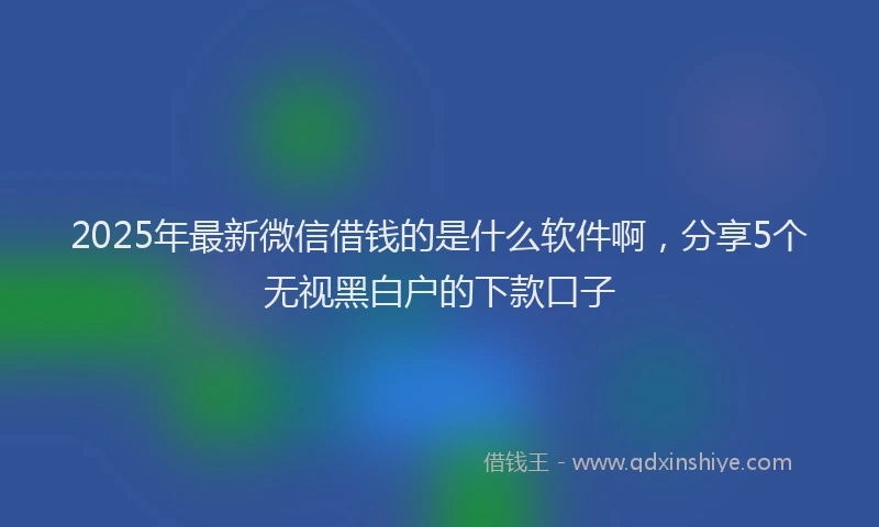 2025年最新微信借钱的是什么软件啊，分享5个无视黑白户的下款口子