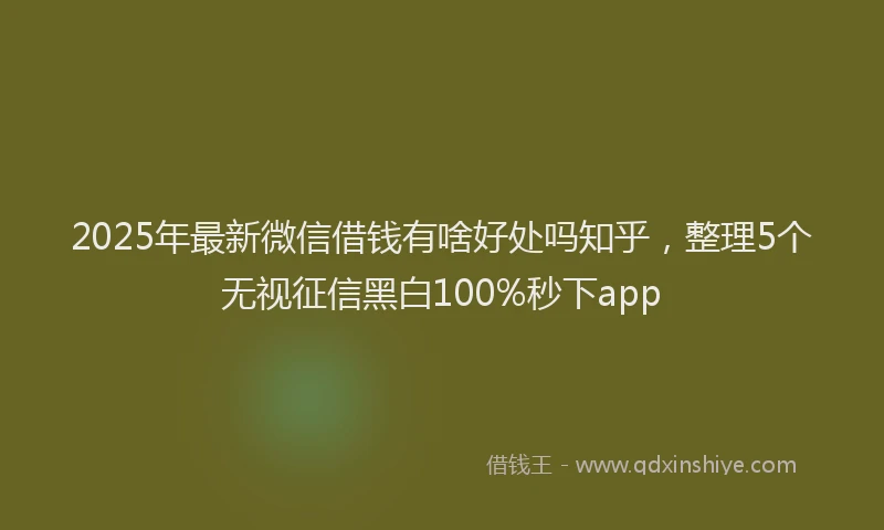 2025年最新微信借钱有啥好处吗知乎，整理5个无视征信黑白100%秒下app