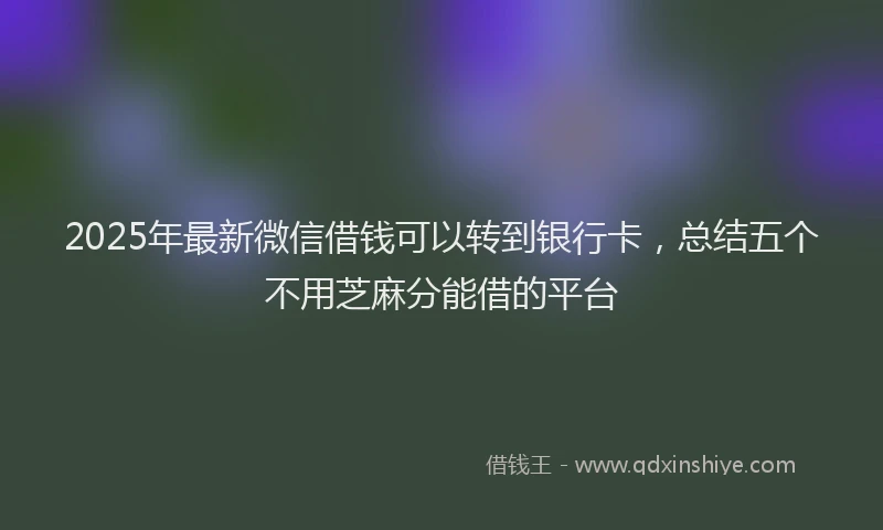 2025年最新微信借钱可以转到银行卡，总结五个不用芝麻分能借的平台