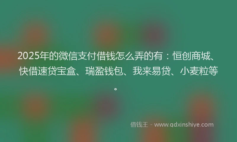 2025年的微信支付借钱怎么弄的有：恒创商城、快借速贷宝盒、瑞盈钱包、我来易贷、小麦粒等。