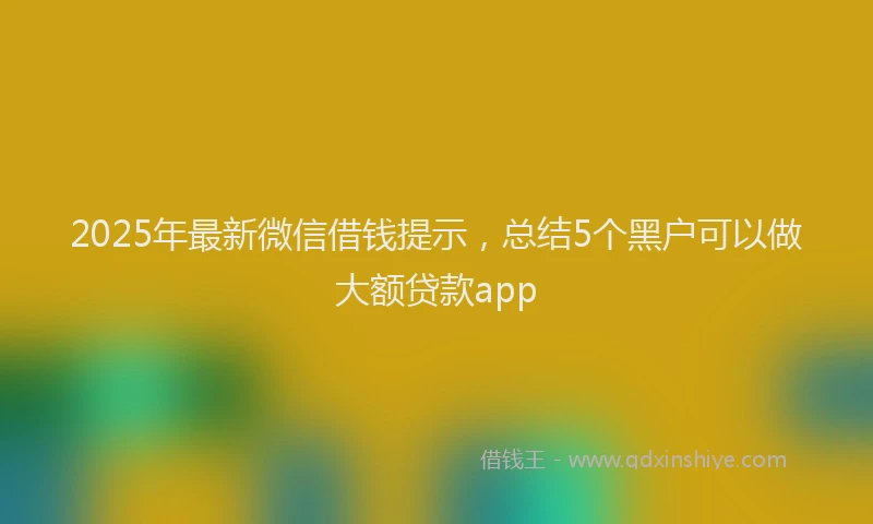 2025年最新微信借钱提示，总结5个黑户可以做大额贷款app