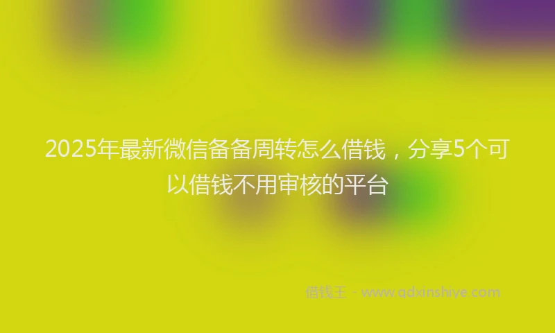 2025年最新微信备备周转怎么借钱，分享5个可以借钱不用审核的平台