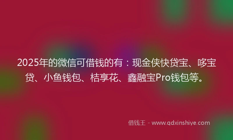 2025年的微信可借钱的有：现金侠快贷宝、哆宝贷、小鱼钱包、桔享花、鑫融宝Pro钱包等。