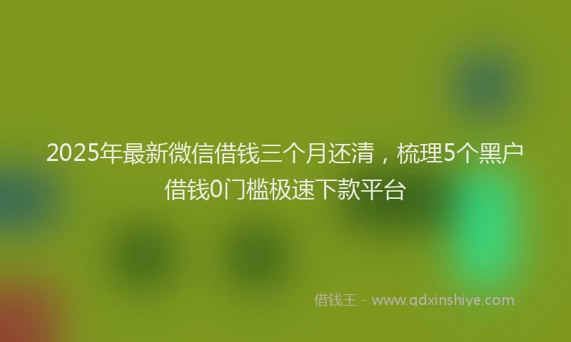 2025年最新微信借钱三个月还清，梳理5个黑户借钱0门槛极速下款平台