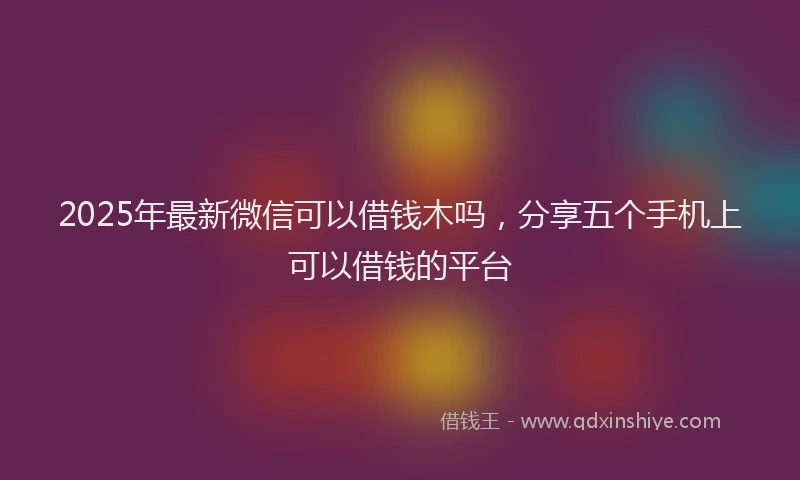 2025年最新微信可以借钱木吗，分享五个手机上可以借钱的平台
