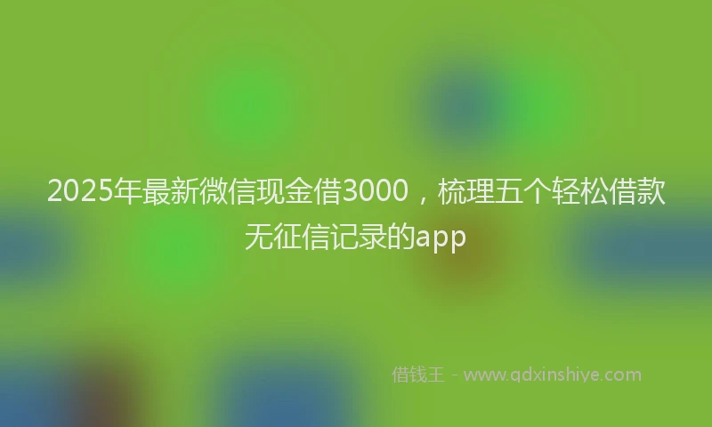2025年最新微信现金借3000，梳理五个轻松借款无征信记录的app