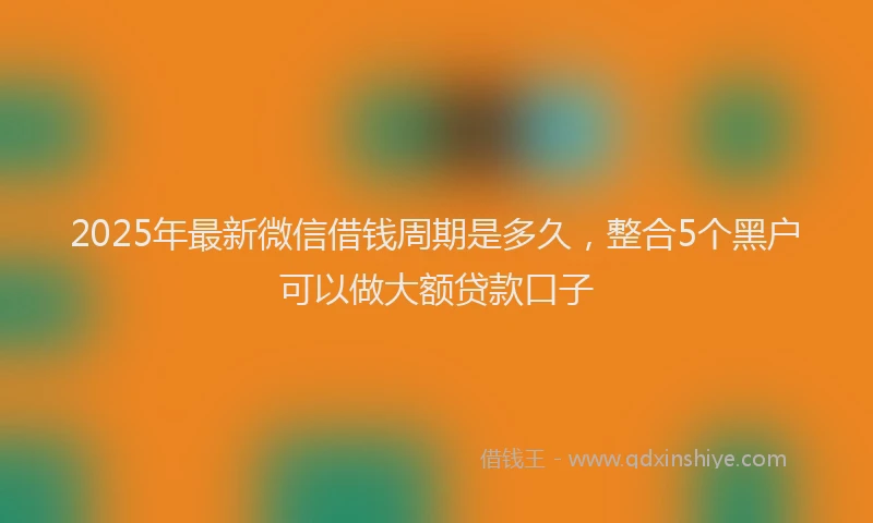 2025年最新微信借钱周期是多久，整合5个黑户可以做大额贷款口子